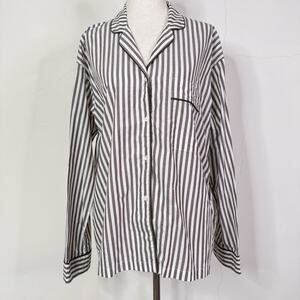 Nili Lotan Lauren Shirt Brown Stripe XS NWT Cotton Pajama Style Button Down